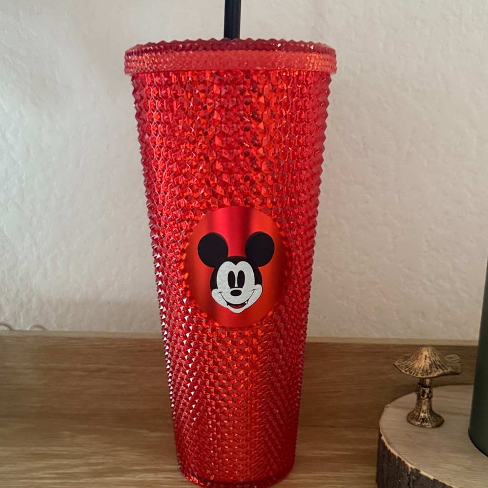 Red Crystal Studded Mickey Mouse Tumbler Cup